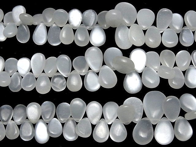 [Video]High Quality White Moonstone AA++ Pear shape (Smooth) half or 1strand beads (aprx.7inch/18cm)