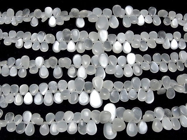 [Video]High Quality White Moonstone AA++ Pear shape (Smooth) half or 1strand beads (aprx.7inch/18cm)