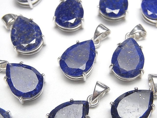 [Video]Lapislazuli AA++ Pear shape Faceted Pendant 14x10mm Silver925 1pc