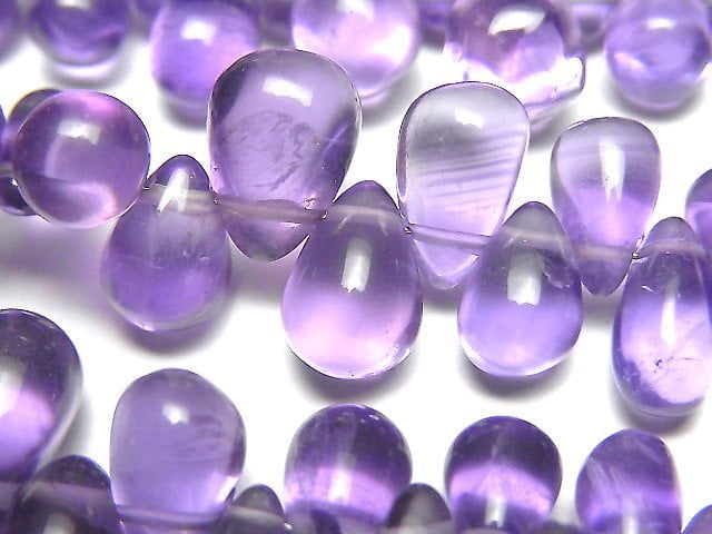 [Video]High Quality Amethyst AAA- Drop (Smooth) 1strand beads (aprx.7inch/18cm)