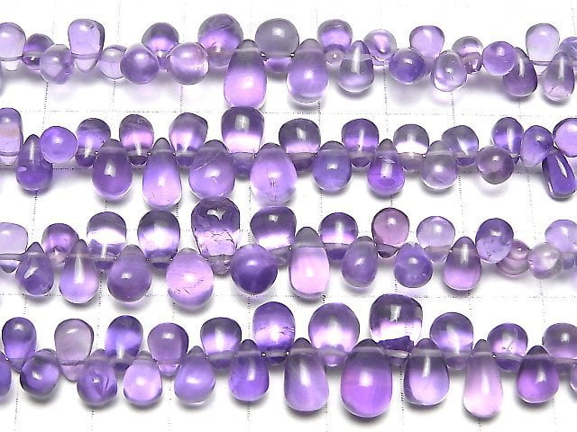 [Video]High Quality Amethyst AAA- Drop (Smooth) 1strand beads (aprx.7inch/18cm)