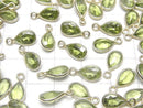 [Video]High Quality Peridot AAA Bezel Setting Pear shape Faceted 9x6mm 18KGP 2pcs
