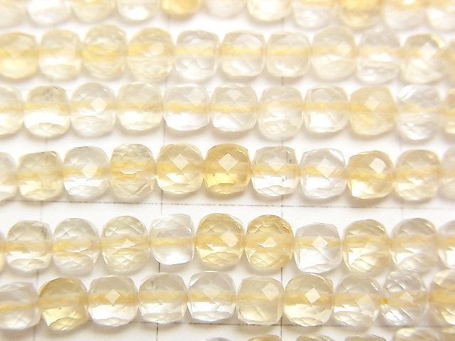 [Video]High Quality! Light color Citrine AA+ Cube Shape 4x4x4mm 1strand beads (aprx.15inch/37cm)