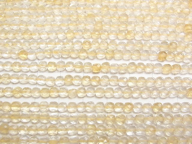 [Video]High Quality! Light color Citrine AA+ Cube Shape 4x4x4mm 1strand beads (aprx.15inch/37cm)