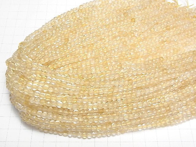 [Video]High Quality! Light color Citrine AA+ Cube Shape 4x4x4mm 1strand beads (aprx.15inch/37cm)