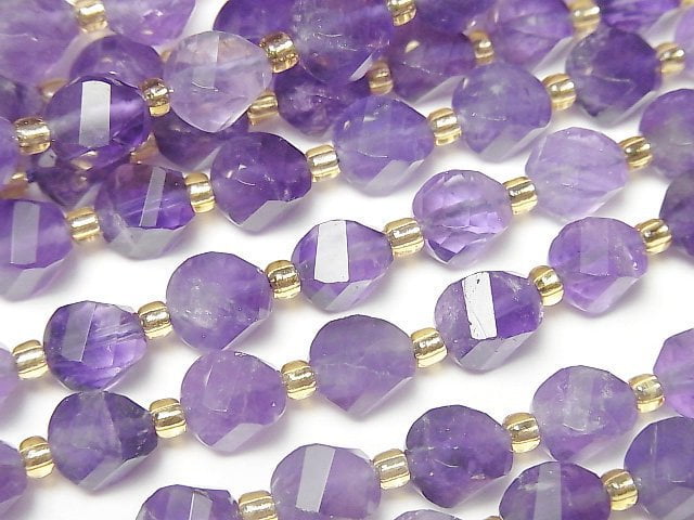 [Video]Amethyst AA++ 4Faceted Twist x Multiple Facets 8x6x6mm half or 1strand beads (aprx.15inch/36cm)