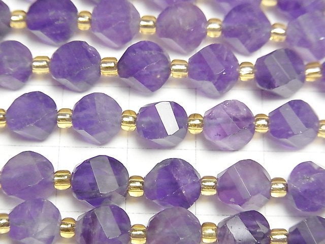 [Video]Amethyst AA++ 4Faceted Twist x Multiple Facets 8x6x6mm half or 1strand beads (aprx.15inch/36cm)