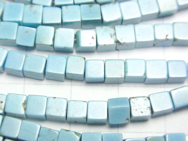 [Video]Magnesite Turquoise Cube 4x4x4mm 1strand beads (aprx.15inch/37cm)