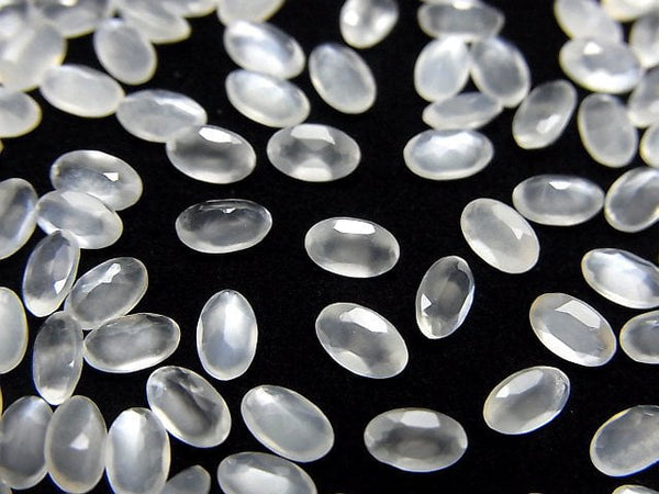 [Video]High Quality White Moonstone AAA Loose stone Oval Faceted 5x3mm 10pcs