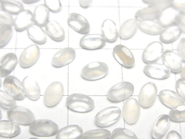 [Video]High Quality White Moonstone AAA Loose stone Oval Faceted 5x3mm 10pcs