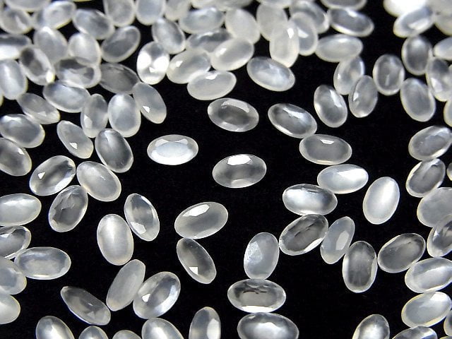 [Video]High Quality White Moonstone AAA Loose stone Oval Faceted 5x3mm 10pcs