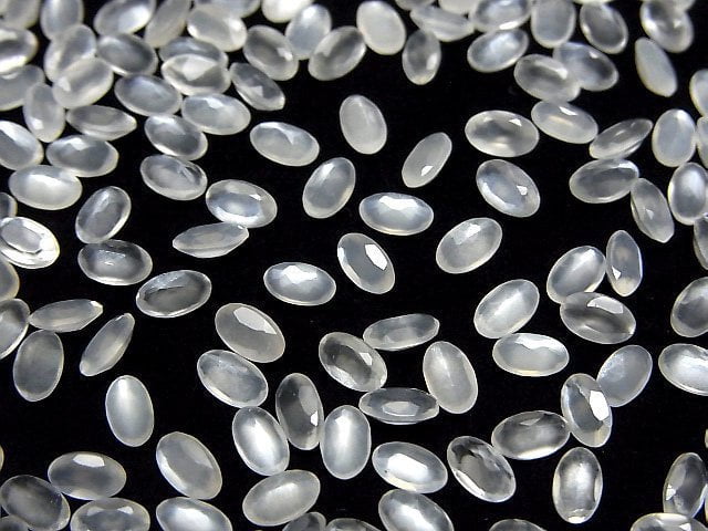 [Video]High Quality White Moonstone AAA Loose stone Oval Faceted 5x3mm 10pcs