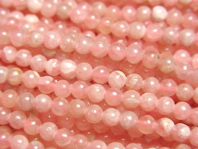 [Video] Argentina Rhodochrosite AA++ Round 3mm 1strand beads (aprx.15inch/37cm)