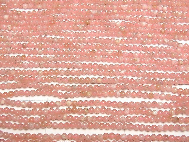 [Video] Argentina Rhodochrosite AA++ Round 3mm 1strand beads (aprx.15inch/37cm)