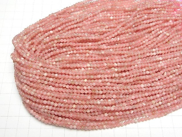 [Video] Argentina Rhodochrosite AA++ Round 3mm 1strand beads (aprx.15inch/37cm)