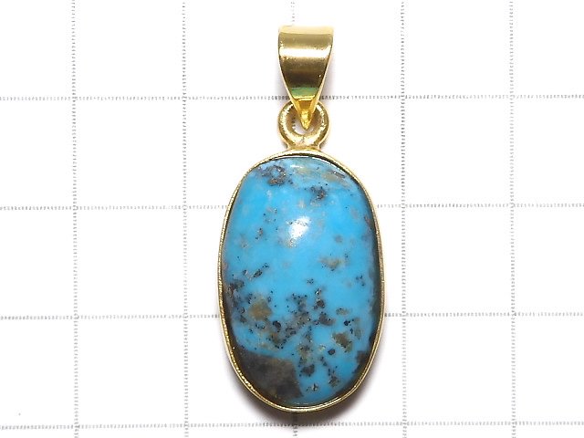[Video][One of a kind] Persian Turquoise AA++ Pendant 18KGP NO.70
