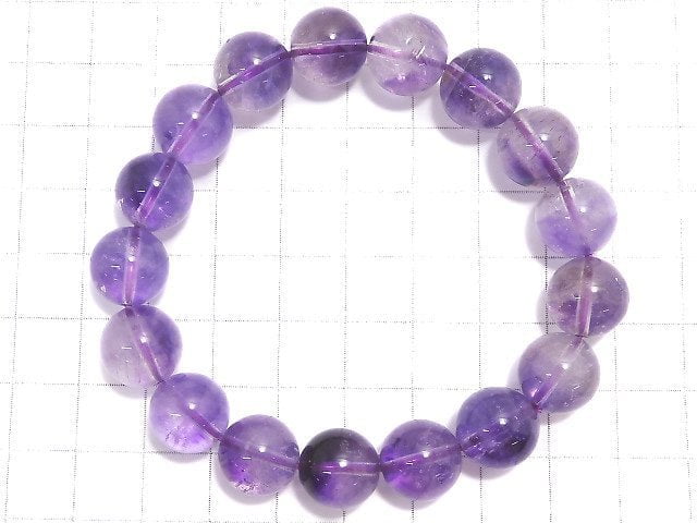 [Video][One of a kind] High Quality Bi-color Amethyst AAA Round 12mm Bracelet NO.1