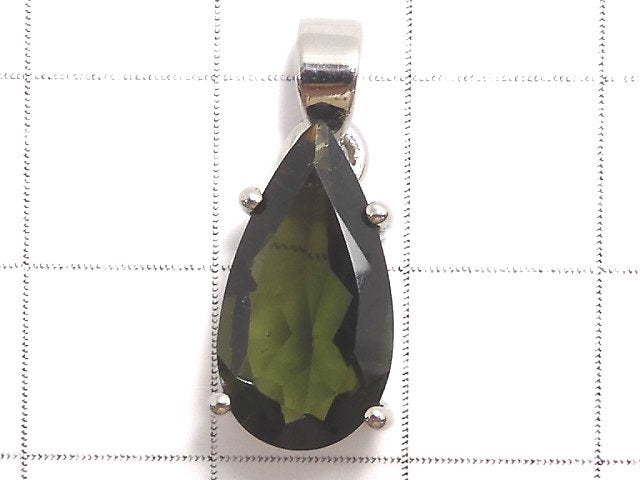 [Video][One of a kind] Moldavite AAA Faceted Pendant Silver925 NO.42