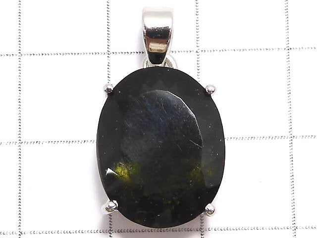[Video][One of a kind] Moldavite AAA Faceted Pendant Silver925 NO.49