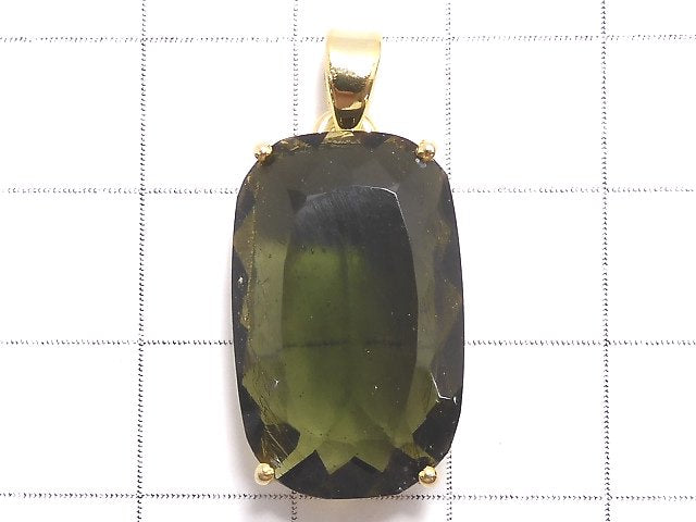 [Video][One of a kind] Moldavite AAA Faceted Pendant 18KGP NO.60
