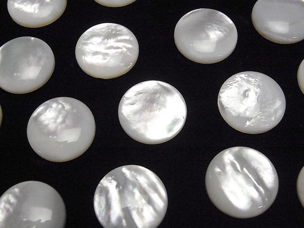 [Video] High Quality White Shell (Silver-lip Oyster) AAA Round Cabochon 16x16mm 2pcs