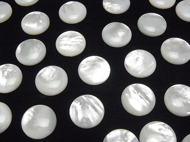 [Video] High Quality White Shell (Silver-lip Oyster) AAA Round Cabochon 16x16mm 2pcs
