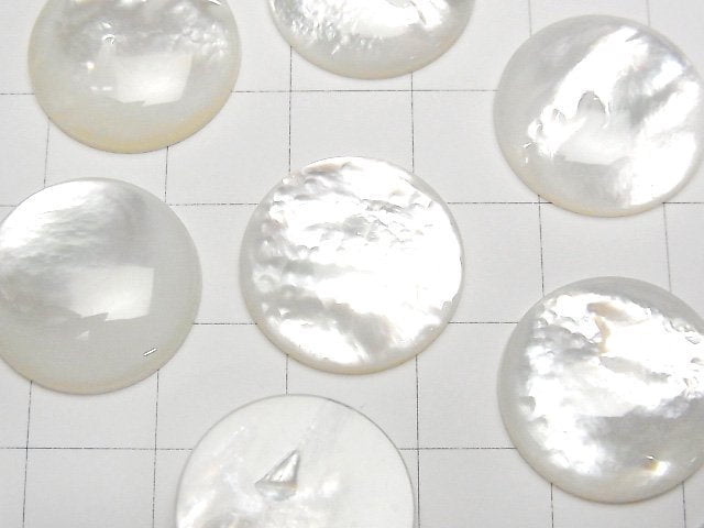 [Video] High Quality White Shell (Silver-lip Oyster) AAA Round Cabochon 18x18mm 1pc