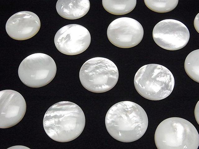 [Video] High Quality White Shell (Silver-lip Oyster) AAA Round Cabochon 18x18mm 1pc