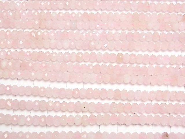 [Video]High Quality! Morganite AAA- Faceted Button Roundel 6x6x4mm half or 1strand beads (aprx.15inch/36cm)
