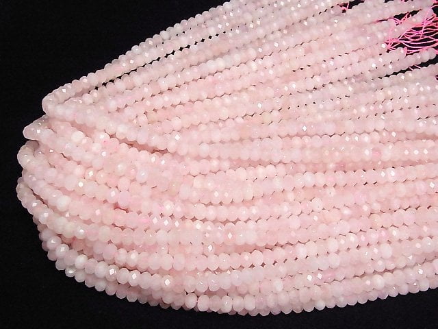 [Video]High Quality! Morganite AAA- Faceted Button Roundel 6x6x4mm half or 1strand beads (aprx.15inch/36cm)