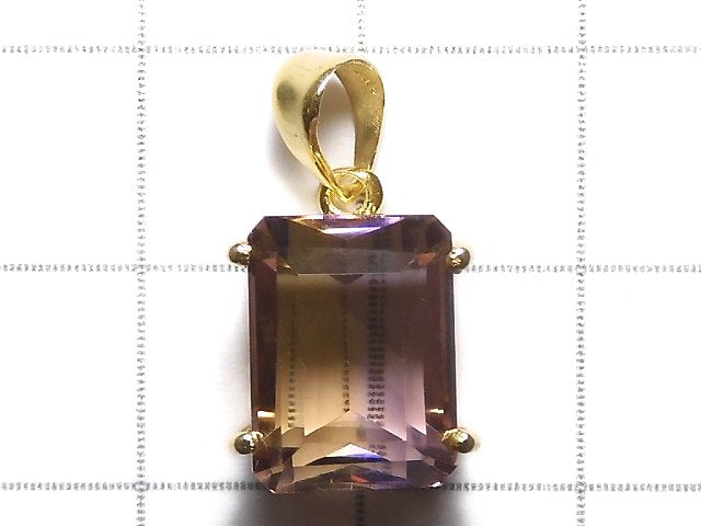 [Video][One of a kind] High Quality Ametrine AAA Faceted Pendant 18KGP NO.46