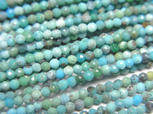 [Video]High Quality! Turquoise AA+ Faceted Round 2mm 1strand beads (aprx.15inch/37cm)