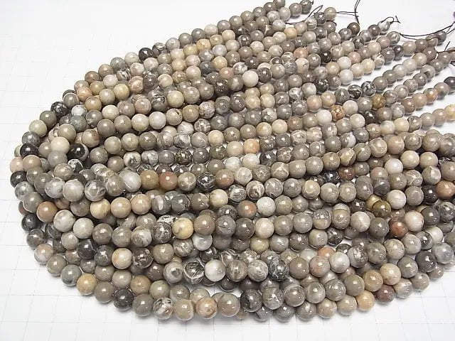 Fossil Coral AAA Round 8mm half or 1strand beads (aprx.15inch/36cm)