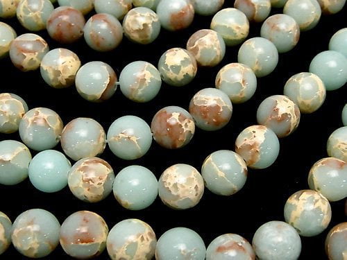 Pastel blue color Kaolinite Round 10mm half or 1strand beads (aprx.15inch/37cm)