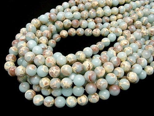 Pastel blue color Kaolinite Round 10mm half or 1strand beads (aprx.15inch/37cm)