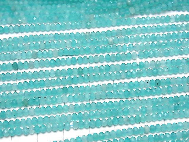 [Video]High Quality! Amazonite Silica AA++ Faceted Button Roundel 3x3x2mm 1strand beads (aprx.15inch/36cm)