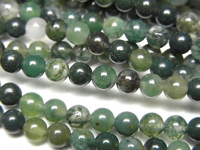 [Video] Moss Agate  Round 4mm 1strand beads (aprx.15inch/36cm)