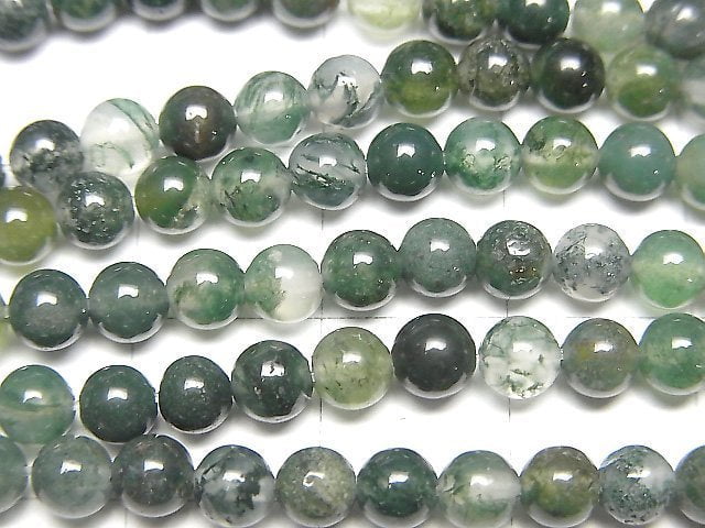 [Video] Moss Agate  Round 4mm 1strand beads (aprx.15inch/36cm)