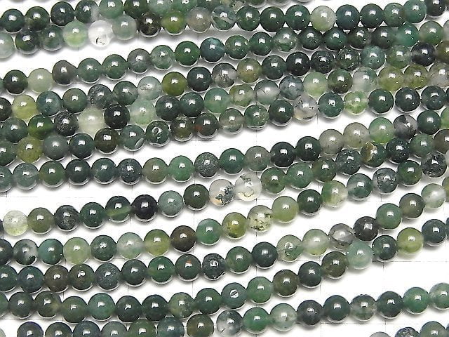 [Video] Moss Agate  Round 4mm 1strand beads (aprx.15inch/36cm)