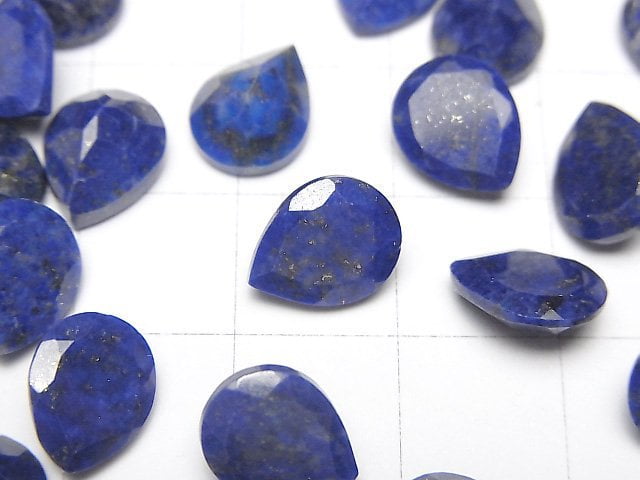 [Video]Lapislazuli AA++ Loose stone Pear shape Faceted 10x8mm 3pcs