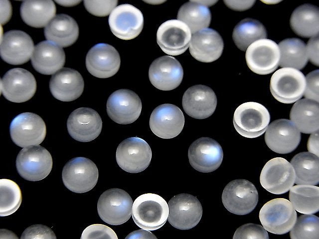 [Video] Royal Blue Moonstone AA++ Round Cabochon 4x4mm 5pcs