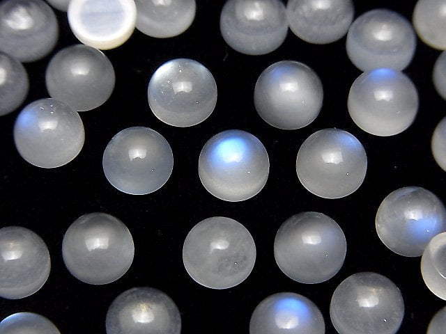 [Video] Royal Blue Moonstone AA++ Round Cabochon 6x6mm 3pcs