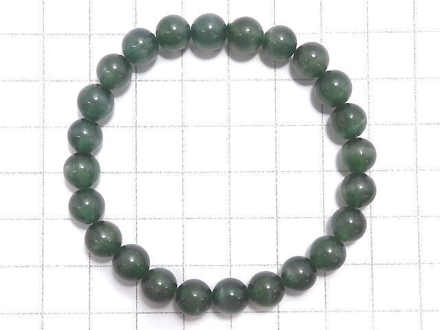 [Video][One of a kind] Green Quartz Cat's Eye Round 7.5mm Bracelet NO.8