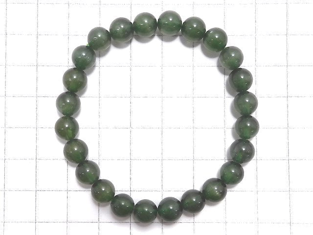 [Video][One of a kind] Green Quartz Cat's Eye Round 7.5mm Bracelet NO.9