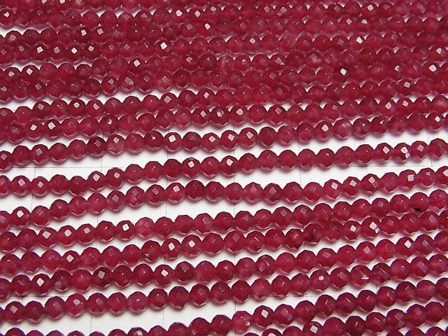 [Video]High Quality! Red color Jade Faceted Round 3mm 1strand beads (aprx.15inch/37cm)