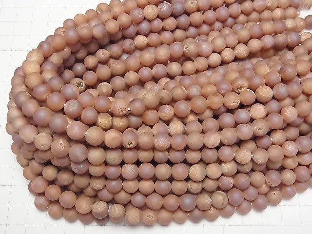 Frost Druzy Agate Round 8mm 1strand beads (aprx.15inch/36cm)
