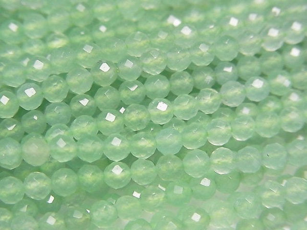 [Video]High Quality! Light green color Jade Faceted Round 3mm 1strand beads (aprx.15inch/37cm)