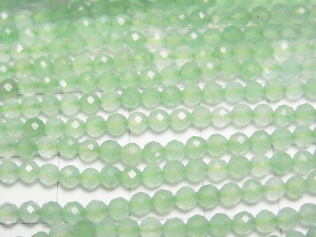 [Video]High Quality! Light green color Jade Faceted Round 3mm 1strand beads (aprx.15inch/37cm)