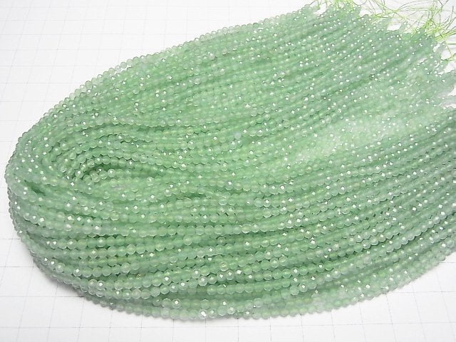 [Video]High Quality! Light green color Jade Faceted Round 3mm 1strand beads (aprx.15inch/37cm)