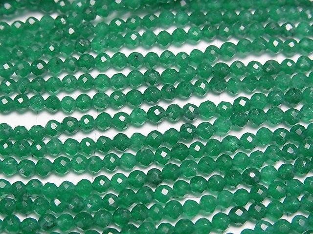 [Video]High Quality! Green color Jade Faceted Round 3mm 1strand beads (aprx.15inch/37cm)